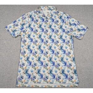 1764 Men Shirt Large‎ Performance Golf Polo Floral Parrot Preppy Short Sleeve